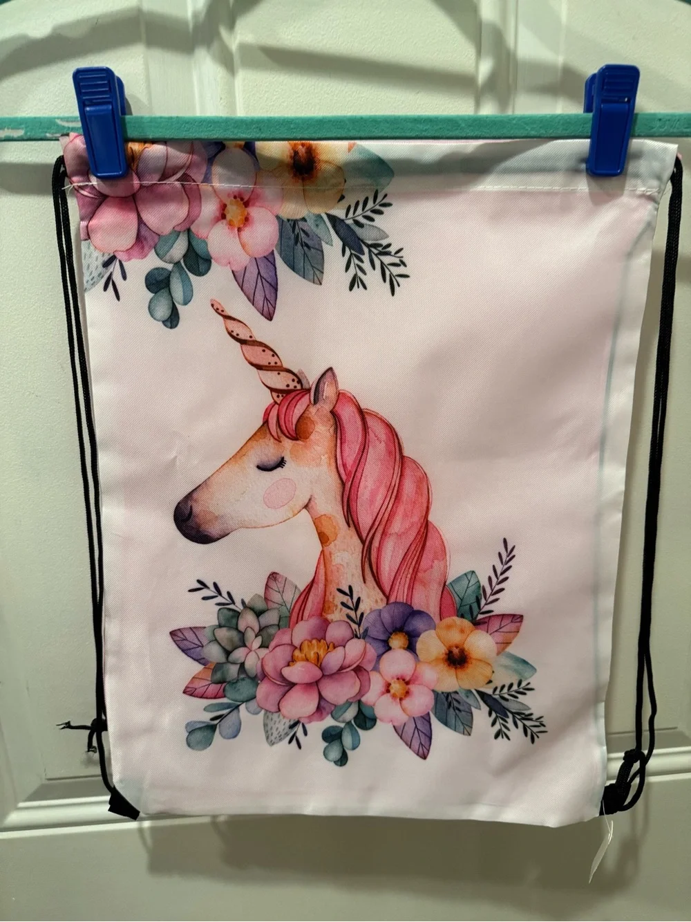 NWT Unicorn Floral Drawstring Bag - Pink
